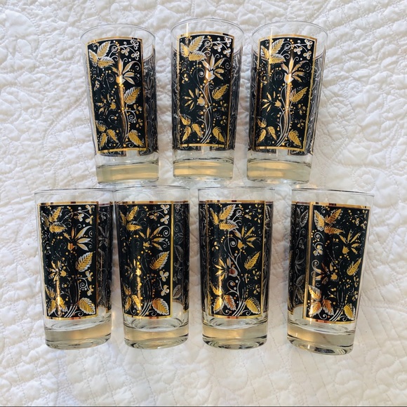 Vintage Other - Set of 7 mid century modern highball glasses.
